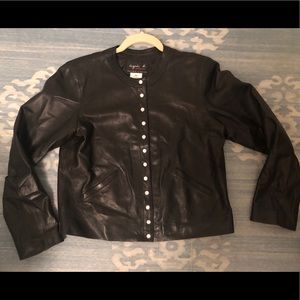 Agnes B leather and snap button cardigan / jacket.